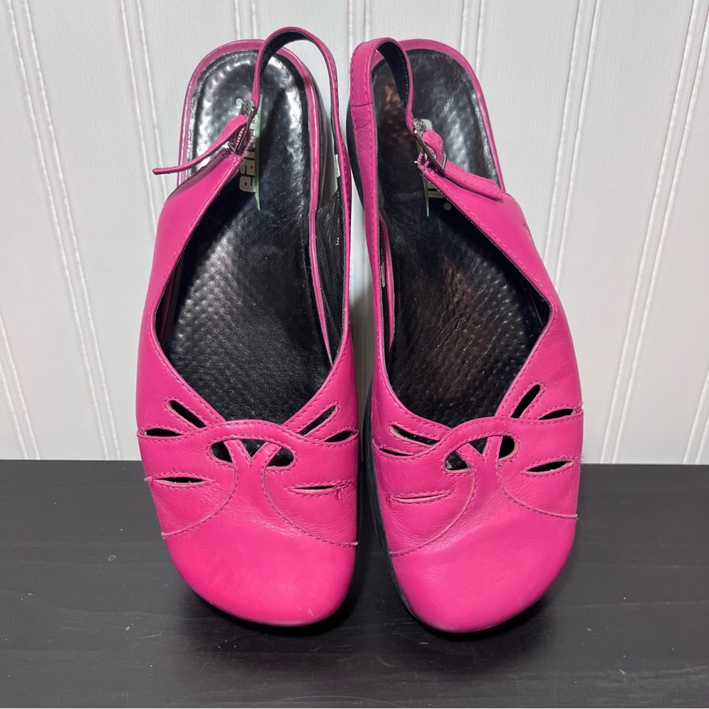 Earth Kalso Bouquet Tropical Pink Leather Slingback Sandals Negative Heel 8B - Picture 13 of 13